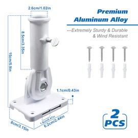 Flag Pole Holder, 2 Pack Flag Pole Mounting Bracket, Metal Flag Pole Bracket, Flagpole Hardware, Adjustable Multi Positions, Flag Stand Flag Bracket for House Outdoor