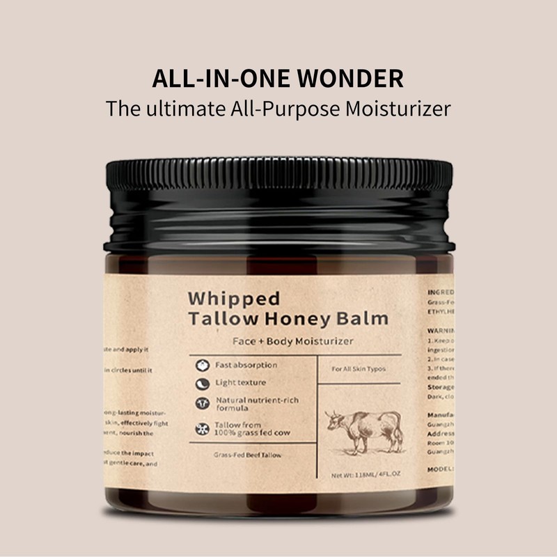 2PCS Beef Tallow Moisturiser,Beef Tallow and Honey Balm for Skin