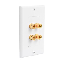 Bealuffe Speaker Wall Plate Speaker Wire Wall Plate, Audio Jack Banana Plug Wall Plate for 2 Speakers