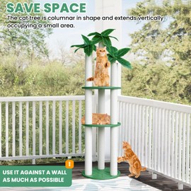 MAOHEGOU 68 inch Waterproof cat Tower, Cylindrical Outdoor cat Tree with Green Leaves,Plastic Board and cat Scratching Post,Used in Catio,Deck,Patio