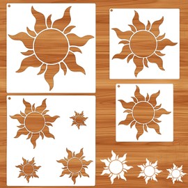 4 Pcs Sun Stencils for Painting on Wood Boho Sun Stencils for Crafts Reusable Large Drawing Template for Canvas Furniture Wall Card Making Home Decor