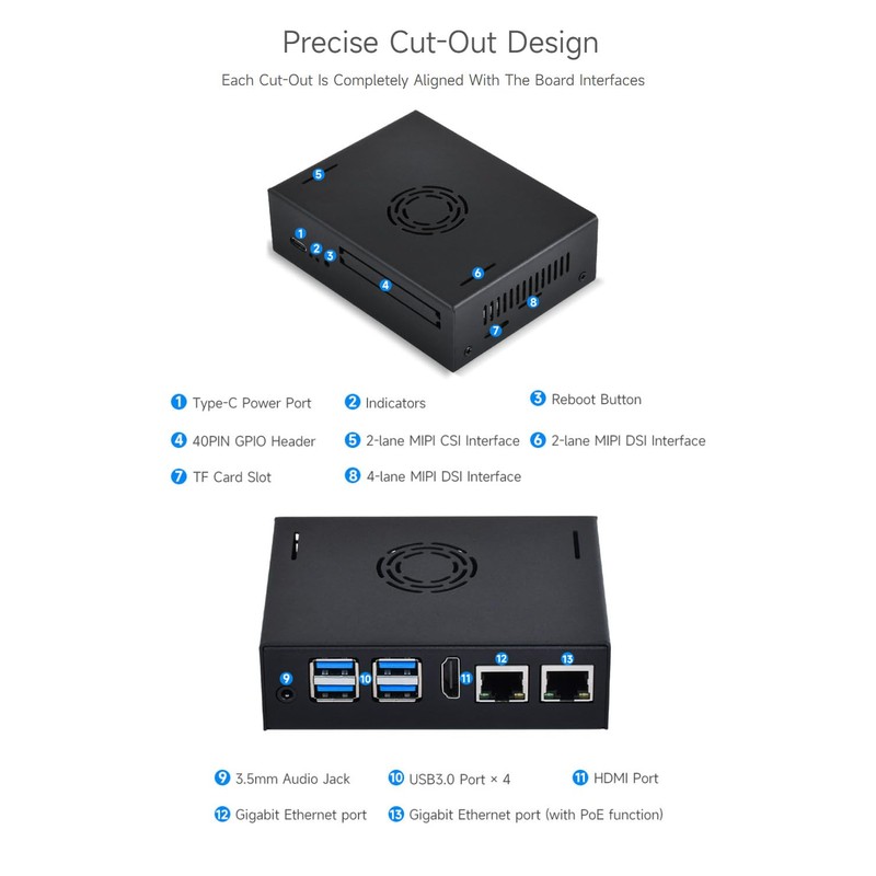 Waveshare Metal Case for VisionFive2 Board (NOT Included) with Cooling