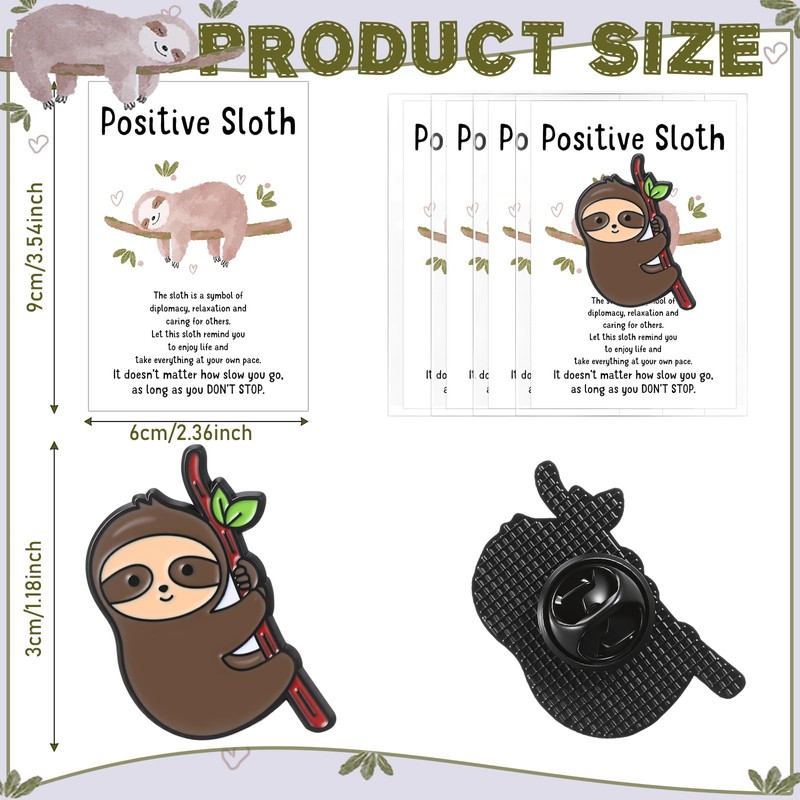 Loetere 18/36 Sets Positive Sloth Lapel Pins Bulk with Support