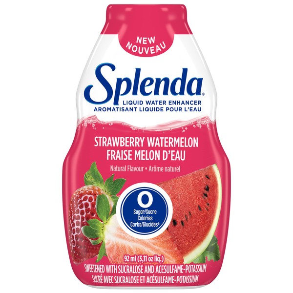 SPLENDA Liquid Water Enhancer Drops, Strawberry Watermelon Flavor, Sugar Free, Concentrated Drink Mix, 92mL Bottle (Pack of 1)