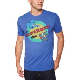 The Simpsons Itchy and Scratchy Show Logo T-Shirt (US, Alpha, Medium, Regular, Regular) Royal Heather