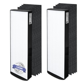 Popurure 1183800 Replacement Filter Compatible with Whirlpool WPT80(P/B) & 817800 fit Whispure Large Tower Air Purifier, with 2 H13 HEPA Filters + 8 Activated Carbon Pre-Filters