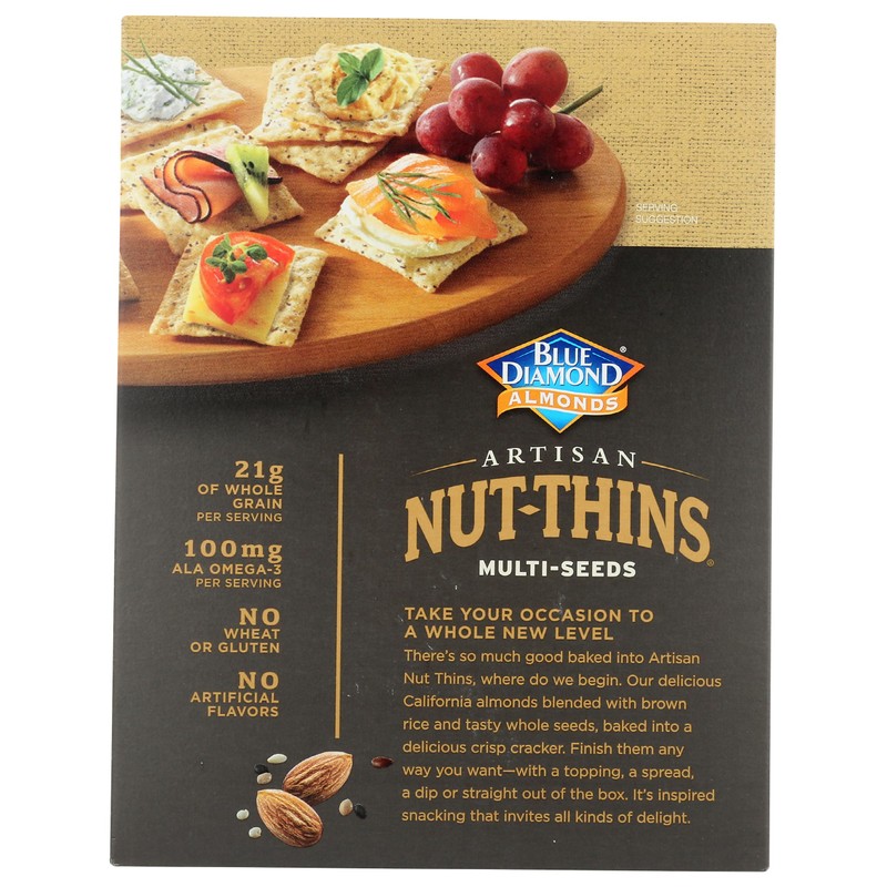 Blue Diamond Gluten Free Nut Thin Cracker Crisps, Multiseed, 4.25