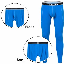 MUEBAIRES Mens Leggings,Long Johns,Low Rise and Thin Style Thermal Pants for Men,Mens Lightweight Baselayer Leggings 1Pack Blue-M