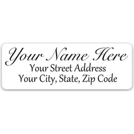 Return Address Labels Script - Custom Mailing Return Address Labels/Stickers for Envelopes, Easy Peel and Stick, Permanent Rectangle Labels (White) Made in The USA (Set of 60)