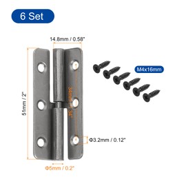sourcing map 6Pcs Lift Off Hinge, 2" Detachable Lift Off Hinges Right Handed Slip Joint Flag Hinges Rising Butt Door Hinges, Black