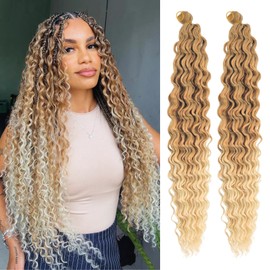 Blonde Deep Wave Crochet Hair for Boho Braids 27/613# Synthetic Blonde to Honey Blonde Boho Hair for Braiding