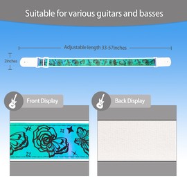chushui Reflective Guitar Strap for Night Visibility,2" Wide Adjustable Fluorescent Guitar Strap,Floral Butterfly Pattern Design for Acoustic/Electric/Bass Guitars