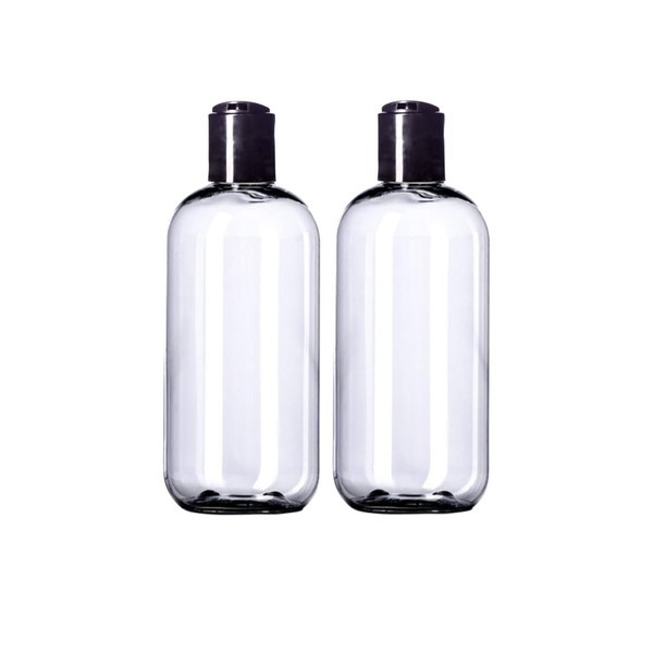 Clear Plastic Bottles with Black Cap, 5.4 x 2.6 inches,