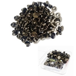 JXPXJMY 50 PCS Chicago Screw Set, Carbon Steel Binding Rivets for Books Leather Ledgers Travel Cases (Glossy black, M5*6)