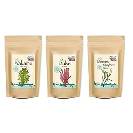 ALGENLADEN Probierset BIO Algen 3 x 25g | Rohkost-Qualität | Dulse, Alaria, Meeresspaghetti | Algen für Einsteiger