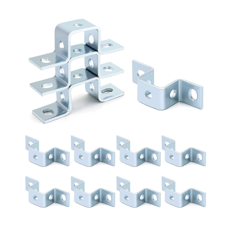 QWORK Steel Electrogalvanized U-Shaped Strut Connector Brackets, 5 Hole Design,