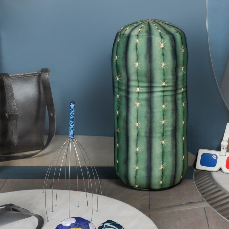 Kikkerland Cactus Headrest – Plush Plant Pillow for Home or