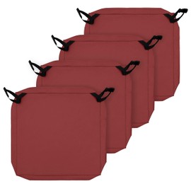 Easy-Going Waterproof Patio Seat Cushion Covers 24x24x4 inch 4 Pack Replacement Non-Slip Outdoor Cushion Slipcover with Zipper and Adjustable Straps for Outdoor Furniture, Covers Only, Red