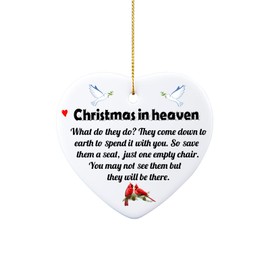 Christmas in Heaven Poem Ornament Xmas Tree hanging Decoration Memorial Plaque Gift in memory of loved ones in heaven christmas decoration