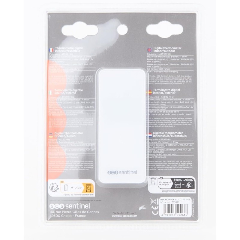 SCS Sentinel - HCN0066 Digital Thermometer with Wireless Outdoor Probe