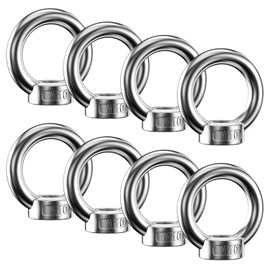 Lectorias Lectorias 8 Stck Ringmutter M10, 304 Edelstahl Augenschraube, Augbolzen, Augenmutter, ?senschraube, ?senmutter, Edelstahl ?se, Ringmuttern, Ring?sen, Ringschrauben, Ringschraube fr Hebezubeh?r