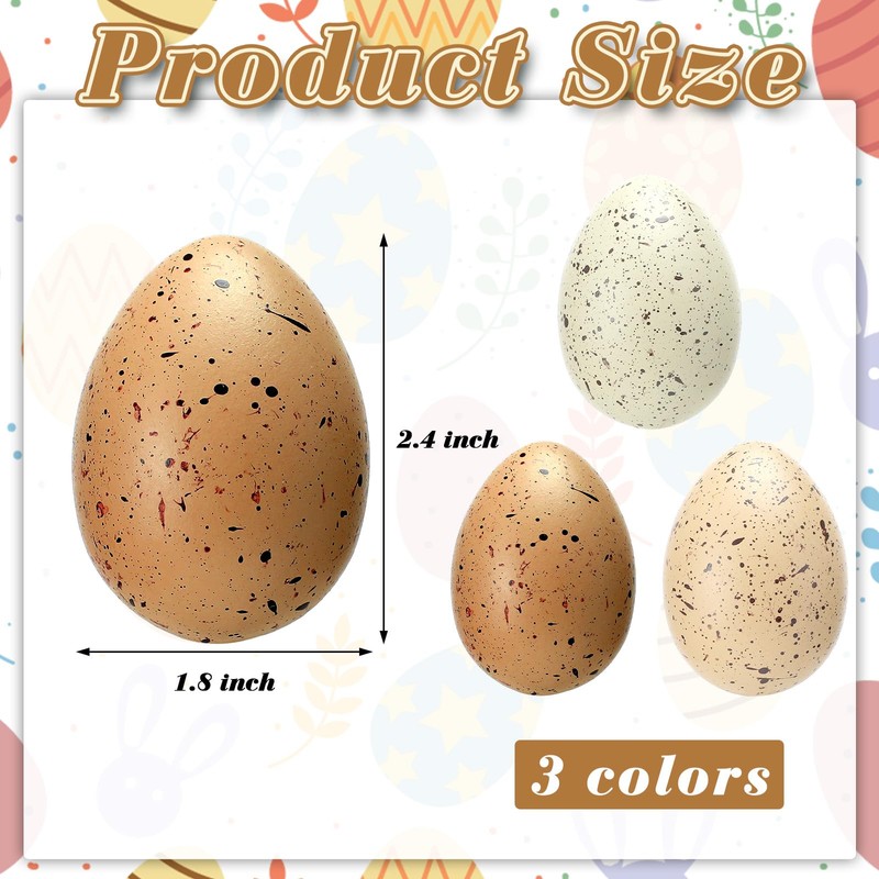 SiliFine 18 Pcs Easter Speckled Eggs 2.4 in Plastic Speckled
