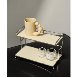 2-Tier Bathroom Makeup Shelf Organizer, Kitchen Spice Rack, Bedroom Storage Tray, Perfume & Dresser Vanity Tray,Countertop counter Organizer