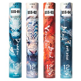 ALPSPORT SSS 4 Mythical Beasts Birdies 12 Pack White Goose Feather Badminton Shuttlecocks with Great Stability and Durability, High Speed Training Badminton Balls for Indoor Outdoor Sport (SSS-04)