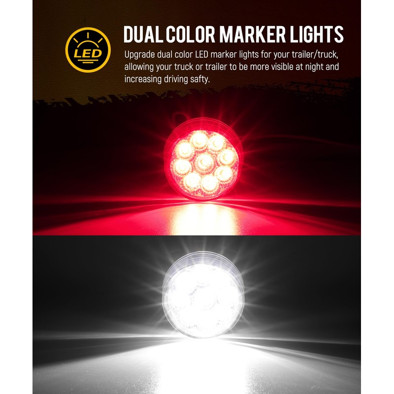 Partsam 2Pcs Dual Revolution 2 inch Round 9LED Marker Light,