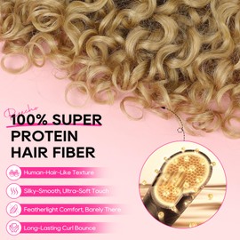 Curly Hair Extensions - 4PCS 18" GoGo Curly Clip in Hair Extensions 100% Super Protein Hairpieces with Invisible Lace Weft Silky Soft Natural Look for Women - Honey Blonde