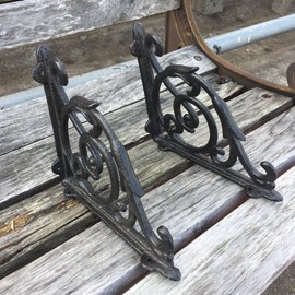 Facaler 4 Pack Heavy Duty Wall Shelf Bracket, Antique Style Cast Iron Brackets, Garden Braces Rustic Shelf Bracket Black, Hardware Included