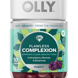 OLLY Flawless Complexion Gummy, Clear and Healthy Skin Support, Vitamins E, A, Zinc, Chewable Supplement, Berry - 50 Count (Pack of 1)