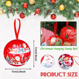 12 Pcs Christmas Candy Ball Box Hanging Decorations,Tinplate Candy Balls Jars,Christmas Tree Hanging Ball Pendant for Xmas Decor,Kids Gifts
