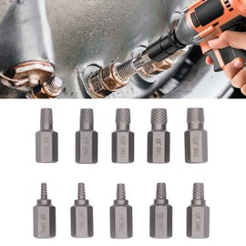 Broken Screw Removal Tool, 10Pcs Screw Extractor Set Left Spiral Design Efficient Labor Saving Multi Spline Hex Head Screw, with Plastic Storage Box