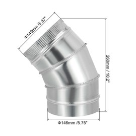 PATIKIL 6" OD 45 Degree Elbow Duct Pipe Connector, HVAC Ventilation Chimney Flue Tube Connector Galvanized Iron Adapter Crimped for Vent Exhaust Stovepipe