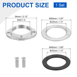 uxcell Female Thread Hex Lock Nut M32 x 1.5 Stainless Steel 304 Single Hole Faucet Lock Nuts with Gasket, Faucet Fixing Tool Set for Bathroom Basin Sink (Overall Size:54x42.5mm)