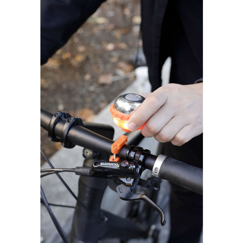 Kikkerland 2 in 1 Bike Bell & Light, Orange