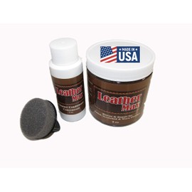 Leather Max Large 8 Ounce Jar Leather and Vinyl Repair Kit - Refinish Your Furniture, Jacket, Sofa or Car Seat, Super Easy Instructions, Restore Any Material, Bonded, Pleather, Genuine (Black)