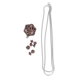 Mini Dice Set Necklace Antique Tiny Small Metal Hollow Polyhedral Portable Toy with Storage Box Style 1