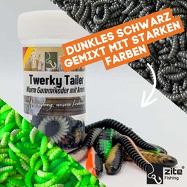 Zite Fishing Twerky Tailer Trout Bait Rubber 3-in-1 Rubber Bait Trout Made in Germany Phthalate Free Garlic & Cheese Aroma Trout Fishing Bait & Spoons Alternative (Dark Mix Garlic)
