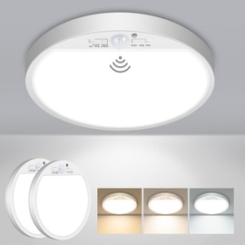 Slochi Motion Sensor Ceiling Light Wired, 3000K/4000K/6500K SelectableLED Flush Mount Ceiling Light Fixtures, Motion Activated Closet Light with Timer for Hallway Stair Walk-Thru Utility Room Pantry
