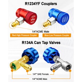 Vaticas Quick Couplers Connectors Kit Replace R1234YF, AC Adapter Self Sealing Can Tap for Heating Ventilation and AC, 29 PCS