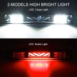 Tresound 3rd Third Brake Light for 1988-1999 Chevy/GMC C1500 C2500 K1500 K2500 Silverado Blazer LED Cargo Lamp High Mount Stop light (Chrome Housing Smoked Lens)