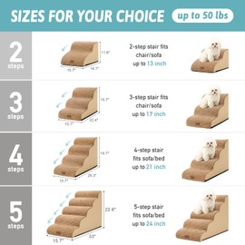 COZY KISS Dog Stairs for High Bed 22.6" H, Small Pet Steps with Leakproof Cover, High Density Foam Cat Ramp for Bed, Car or Couch, Lightweight, Durable, Comfort, 15.7x33x22.6 inch, Light Brown