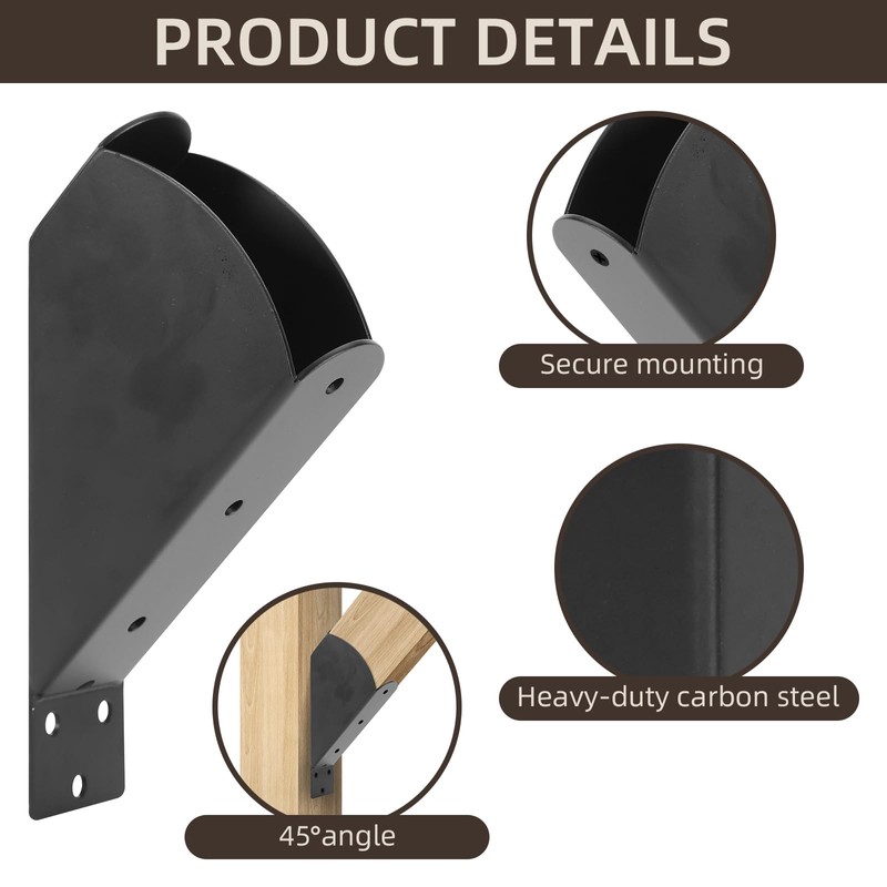 Rasugarlary 45-Degree Angle Bracket for 2x4 (Actual 1.5''x3.5''), Pergola Angle