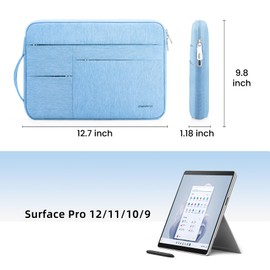 Omnpak Surface Pro 11 Case,13 inch Laptop Sleeve for Surface Pro 12/11/10/9/8/X/7/6/5/4/3 with Multi-Pocket and Side Handle Strap,Water-Resistant Laptop Carrying Bag