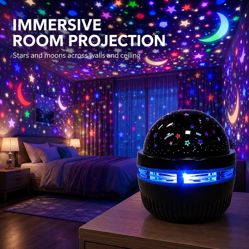 USB Star Moon Projector Light 5V LED Rotating Night Light