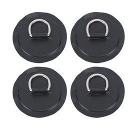 4PCS D Ring Patch PVC Round Shape Strong Stainless Steel D Ring Pad for Boat Raft Paddle Board Black