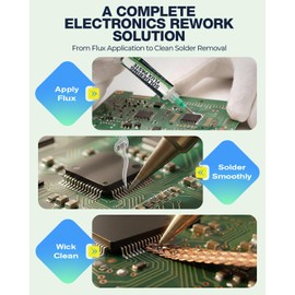 Solder Flux Paste & Desoldering Wick: No Clean Rosin Handy Flux Syringe + Solder Wick Braid Circuit Board Electrical Repair Soldering Accessories Kit, Electronics Soldering Supplies & Desoldering Tool