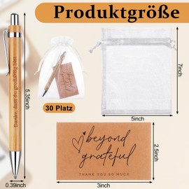 Pack of 90 Thank You Gifts for Employees Inspirational Bamboo Ballpoint Pen Wooden with Organza Bag and Thank You Card Lucky Pen Motivation Ballpoint Pen for Colleagues Nurse Team Teacher